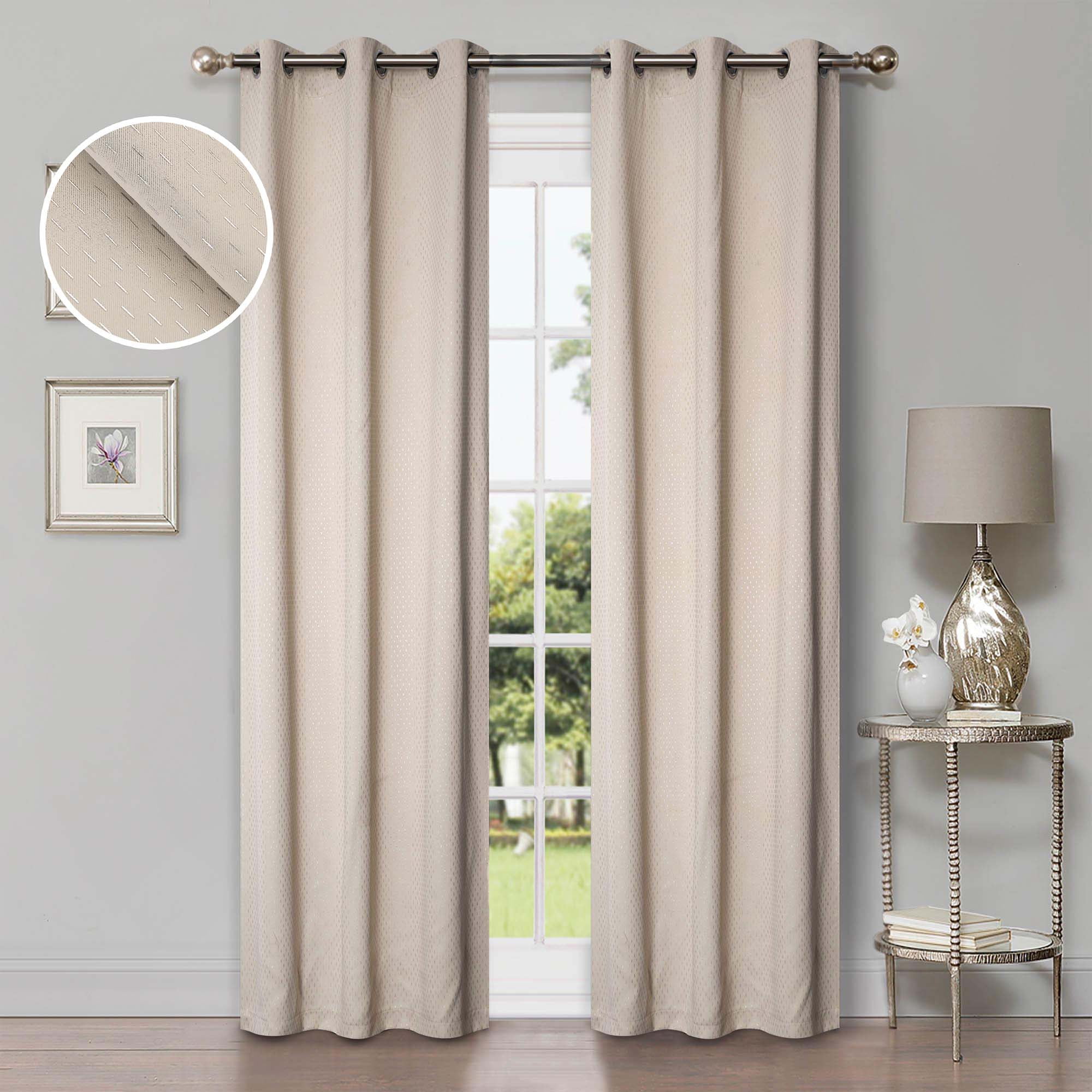Superior Shimmer Blackout Curtains, Grommet Header, Set of 2, 42" X 96", Ivory