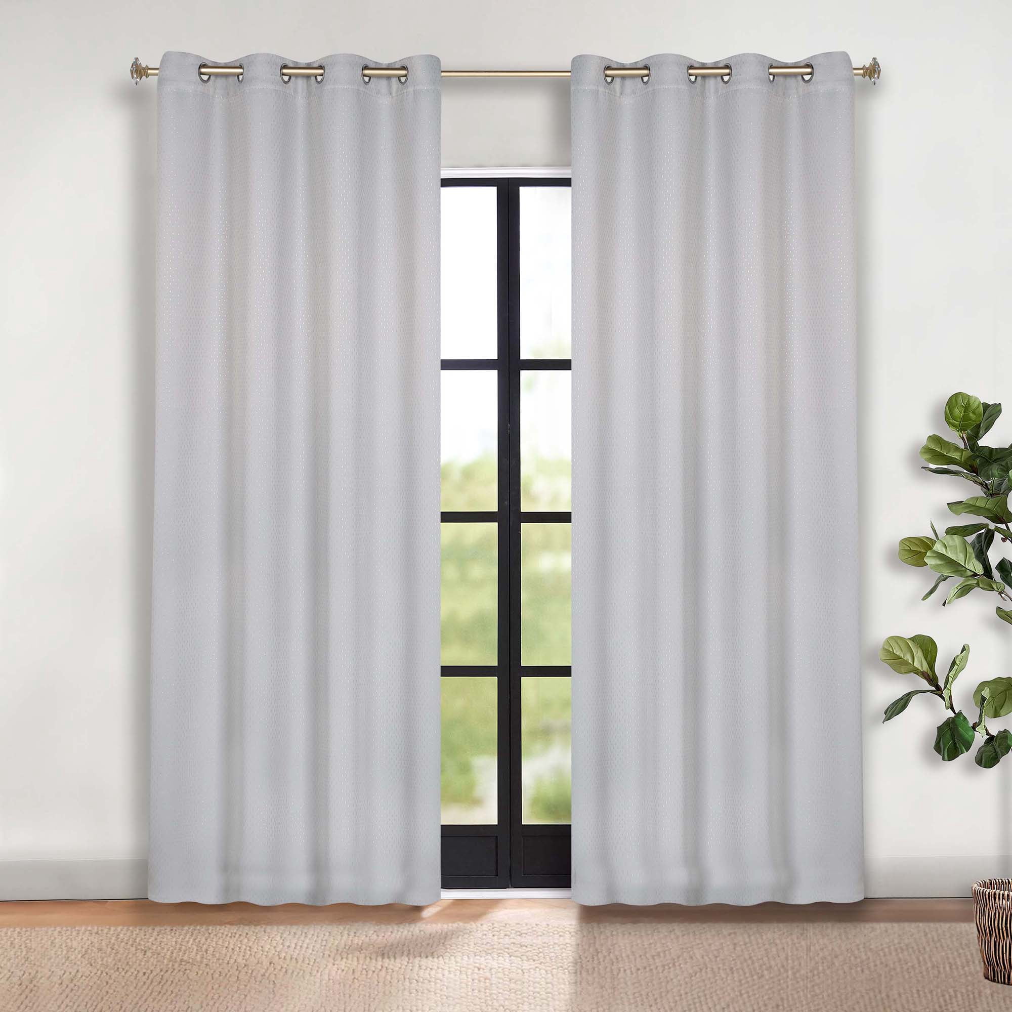 Superior Shimmer Blackout Curtains, Grommet Header, Set of 2, 52" X 108", Chrome