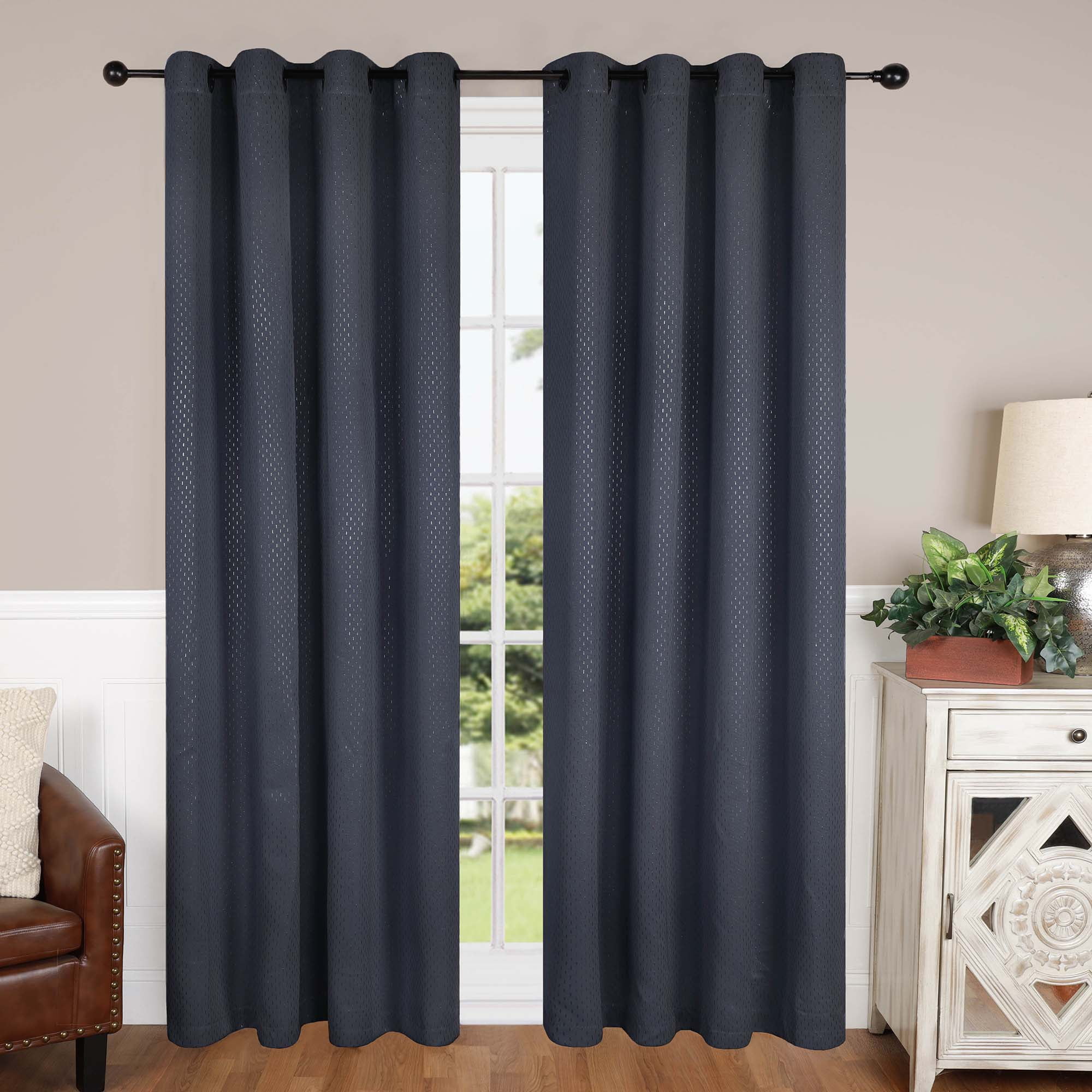 Superior Shimmer Blackout Curtains, Grommet Header, Set of 2, 52" X 108", Deep Gulf