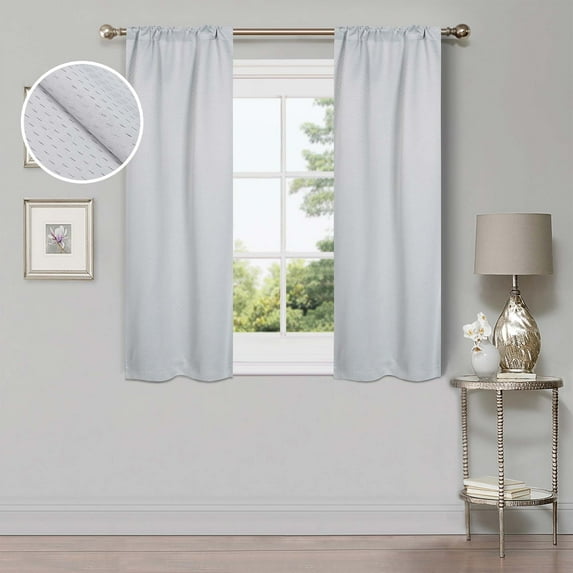 Superior Shimmer Blackout Curtains, Rod Pocket, Set of 2, 26" X 63", Chrome