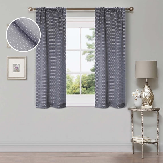 Superior Shimmer Blackout Curtains, Rod Pocket, Set of 2, 26" X 63", Silver