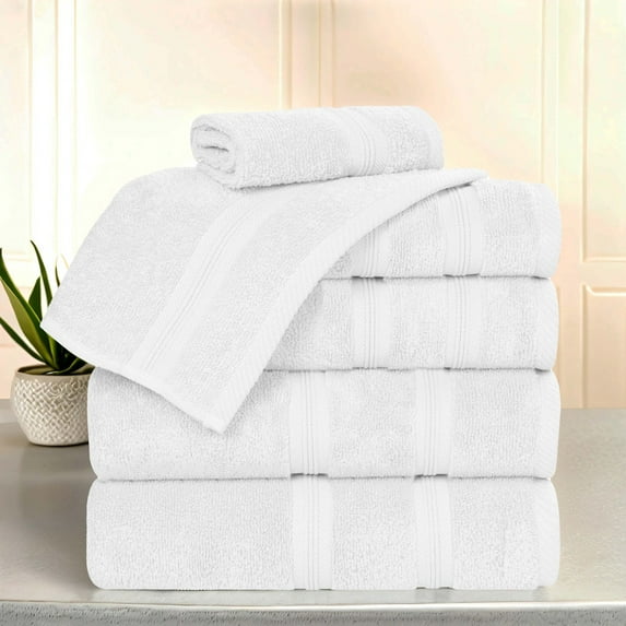 Superior Smart Dry 6-Piece Zero Twist Soft Cotton Towel Set, Quick Dry Fade Resistant, Peach
