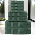 thumbnail image 1 of Superior Smart Dry 8-Piece Zero Twist Soft Cotton Towel Set, Quick Dry Fade Resistant, Forest Green, 1 of 11