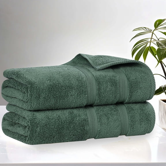 Superior Smart Dry 2-Piece Zero Twist Soft Cotton Bath Sheet Set, Quick Dry Fade Resistant, Forest Green