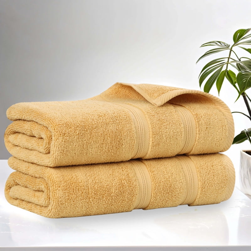 Superior Smart Dry 2-Piece Zero Twist Soft Cotton Bath Sheet Set, Quick Dry Fade Resistant, Gold