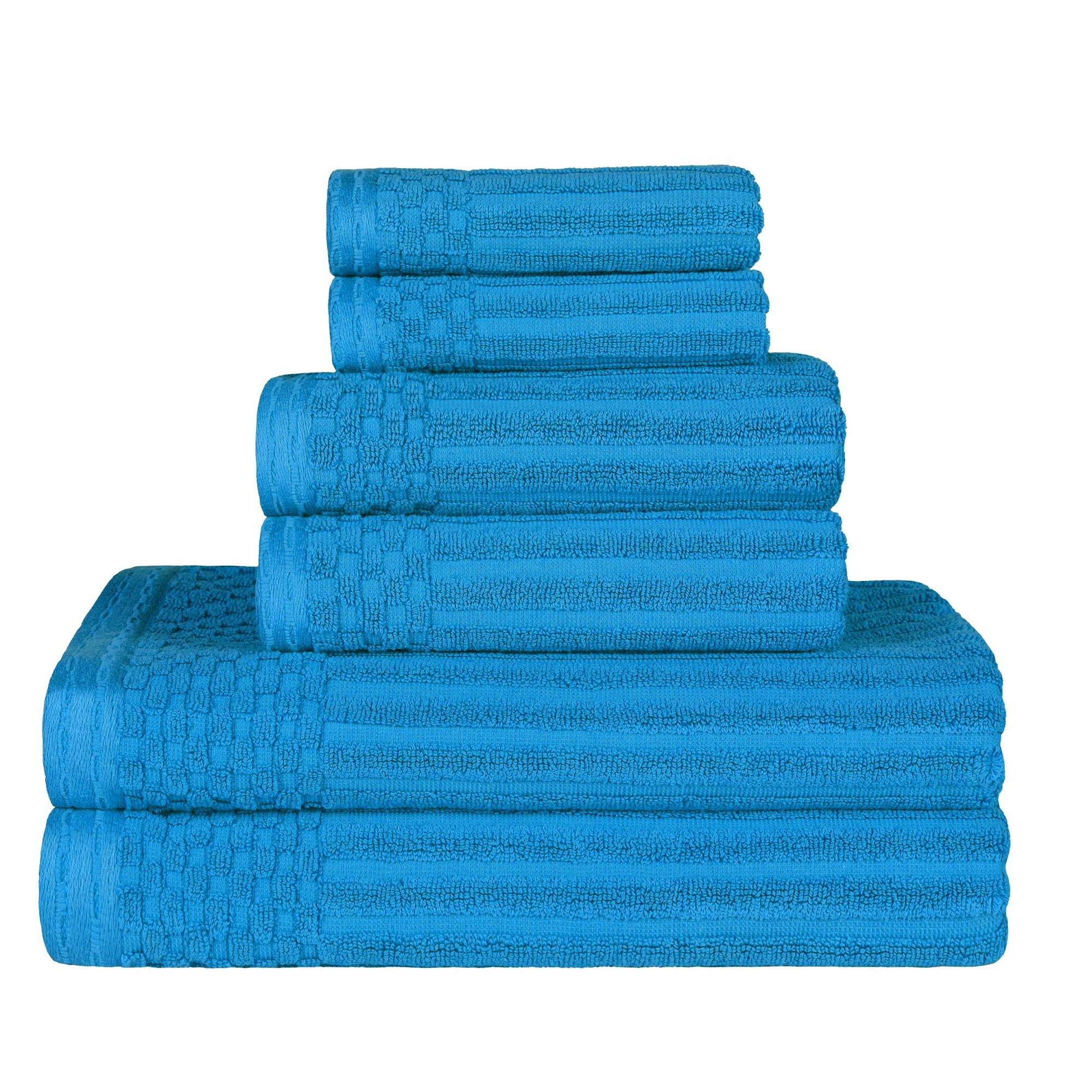 Superior Ribbed Cotton 4-Piece Azure Bath Sheet/ Towel Set, Size: 2pc Bath Sheets & 2pc Bathtowels