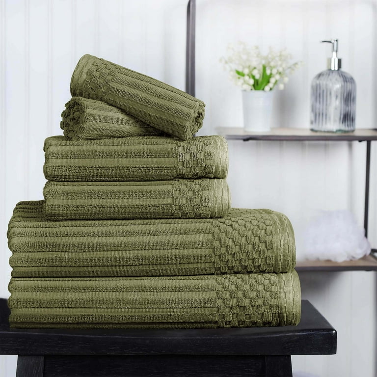 Superior 6 Piece 100 Cotton Towel Set 2 Bath Towels 2 Hand Towels and 2 Face Towels Sage Walmart