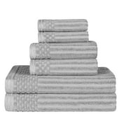 Superior Soho Collection 6 Piece 100% Cotton Bath Towel Set, Silver