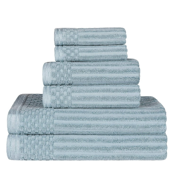 Fibertone 6-Piece Bath Towel Set, Bleach Safe, Solid Porcelain Blue