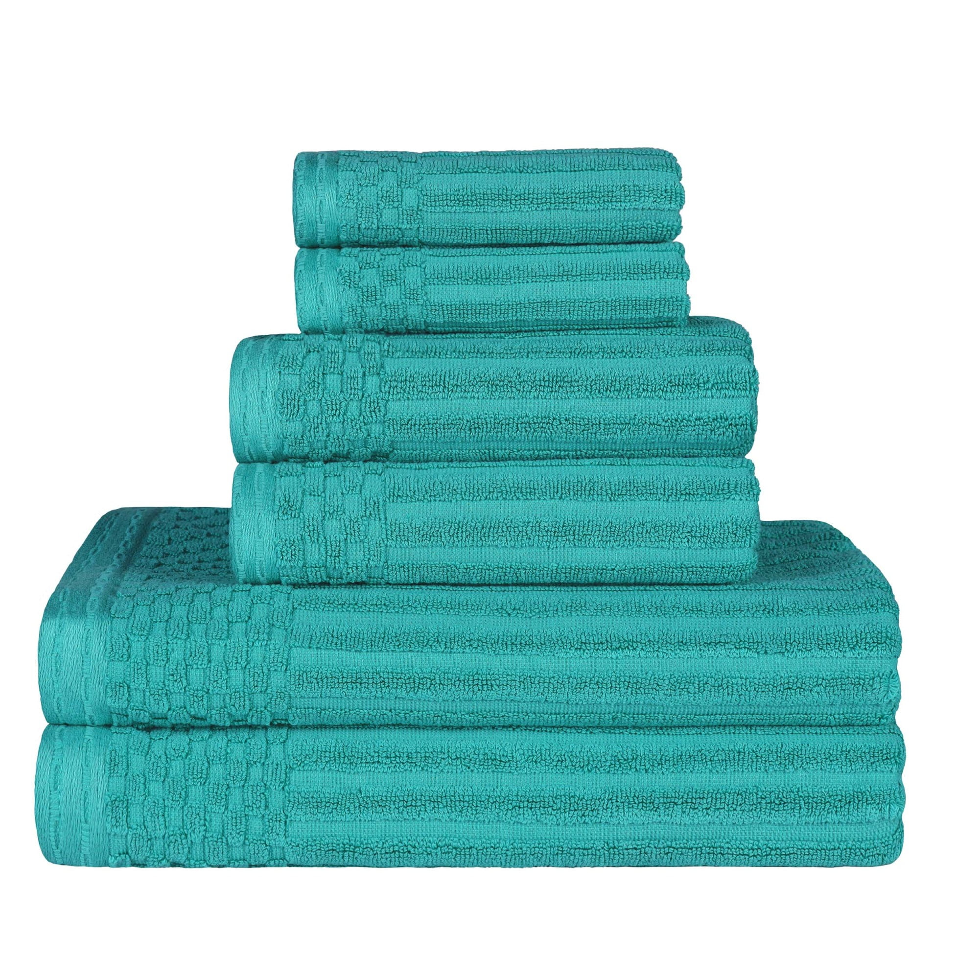 Superior Soho Collection 6 Piece 100% Cotton Bath Towel Set, Turquoise - Walmart.com