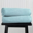 thumbnail image 1 of Superior Soho Ribbed Cotton Absorbent Bath Sheet Set of 2, Slate Blue, 1 of 9