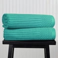 thumbnail image 1 of Superior Soho Ribbed Cotton Absorbent Bath Sheet Set of 2, Turquoise, 1 of 9