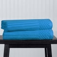 thumbnail image 1 of Superior Soho Ribbed Cotton Absorbent Bath Towel Set of 2, Azure, 1 of 9