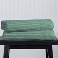 thumbnail image 1 of Superior Soho Ribbed Cotton Absorbent Bath Towel Set of 2, Basil, 1 of 9
