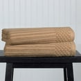 thumbnail image 1 of Superior Soho Ribbed Cotton Absorbent Bath Towel Set of 2, Coffee, 1 of 9