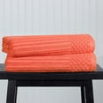 thumbnail image 1 of Superior Soho Ribbed Cotton Absorbent Bath Towel Set of 2, Coral, 1 of 9