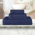 thumbnail image 1 of Superior Soho Ribbed Cotton 3-Piece Assorted Towel Set, Navy Blue, 1 of 9