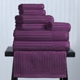 thumbnail image 1 of Superior Soho Ribbed Cotton 8-Piece Assorted Towel Set, Plum, 1 of 9