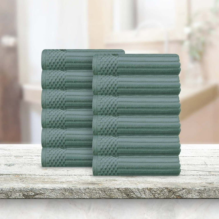 Superior Soho Cotton Ribbed Checkered Washcloths Set of 12 Basil Walmart