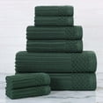 thumbnail image 1 of Superior Soho Ribbed Cotton 8-Piece Assorted Towel Set, Forest Green, 1 of 9