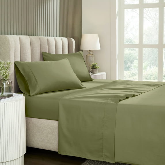 Superior Solid 1200-Thread Count Cotton Blend Sheet Set, California King, Sage