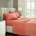 thumbnail image 1 of Superior Solid 1200-Thread Count Cotton Blend Sheet Set, Full, Coral, 1 of 6