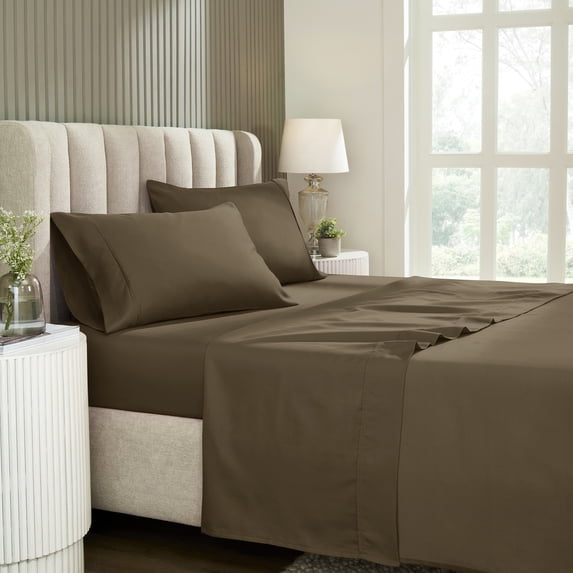 Superior Solid 1200-Thread Count Cotton Blend Sheet Set, King, Taupe