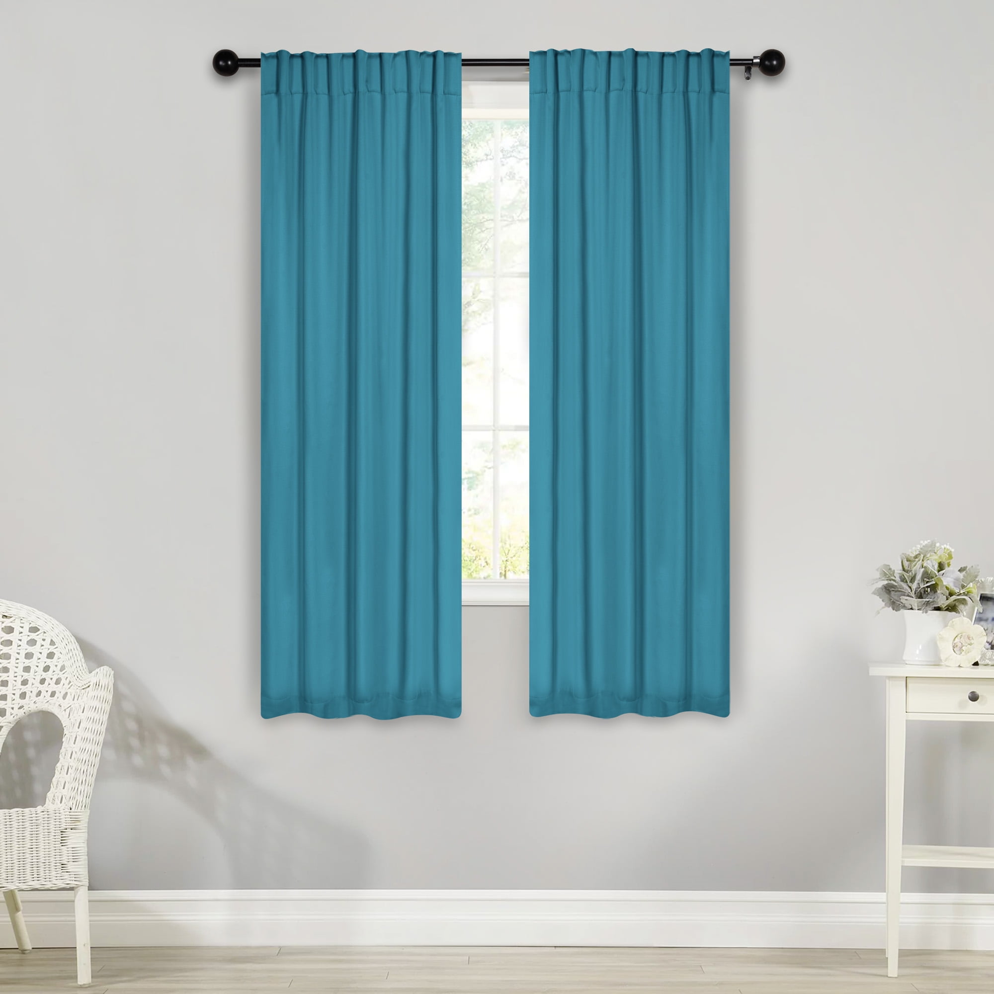Superior Solid Blackout Curtains Set Of 2 26x63 Aqua Insulating Superior solid blackout curtains set of 2 26x63 aqua insulating