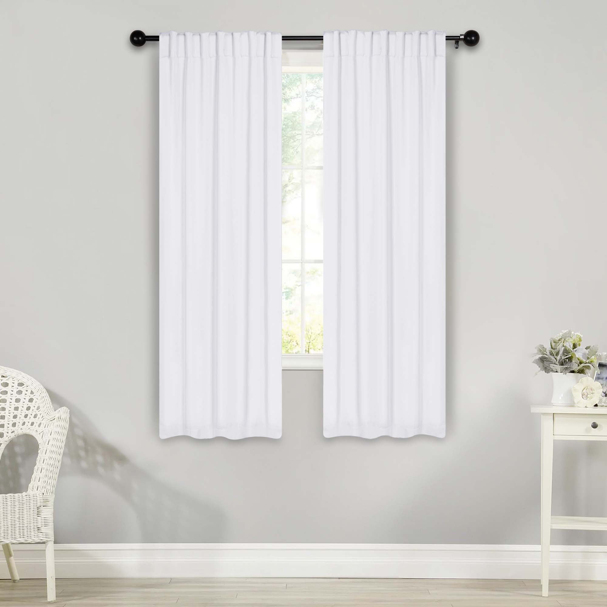 Snow White Polyester Blackout Curtains 26" x 63"
