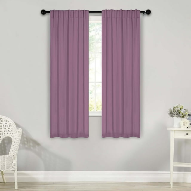 Superior Solid Blackout Back Tab Curtains, Set of 2, 26" x 63", White