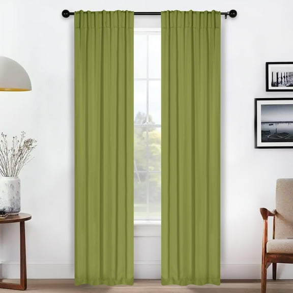 Superior Blackout Solid Light Filtering Back Tab Curtain Panel Set, 26"X 84", Sage