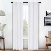 Superior Blackout Solid Light Filtering Back Tab Curtain Panel Set, 26" x 84", Snow White