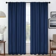 thumbnail image 1 of Superior Blackout Solid Light Filtering Back Tab Curtain Panel Set, 42"X 108", Navy Blue, 1 of 9