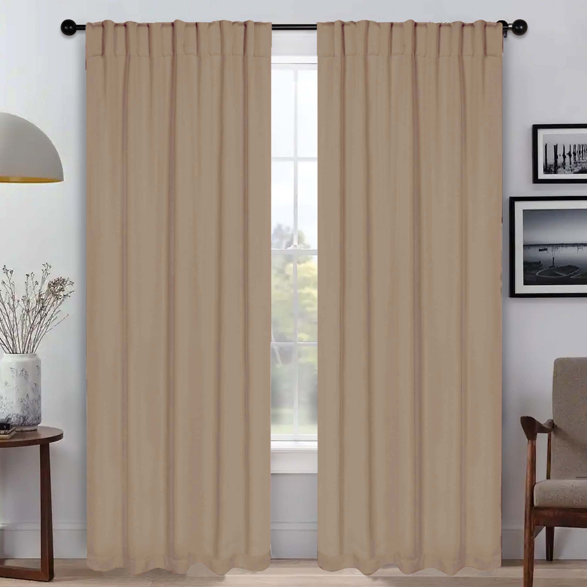 Superior Blackout Solid Light Filtering Back Tab Curtain Panel Set, 42" x 108", Smoked Ash