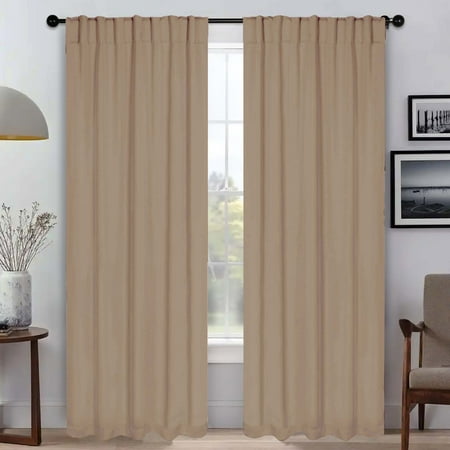 Superior Blackout Solid Light Filtering Back Tab Curtain Panel Set, 42" x 108", Smoked Ash
