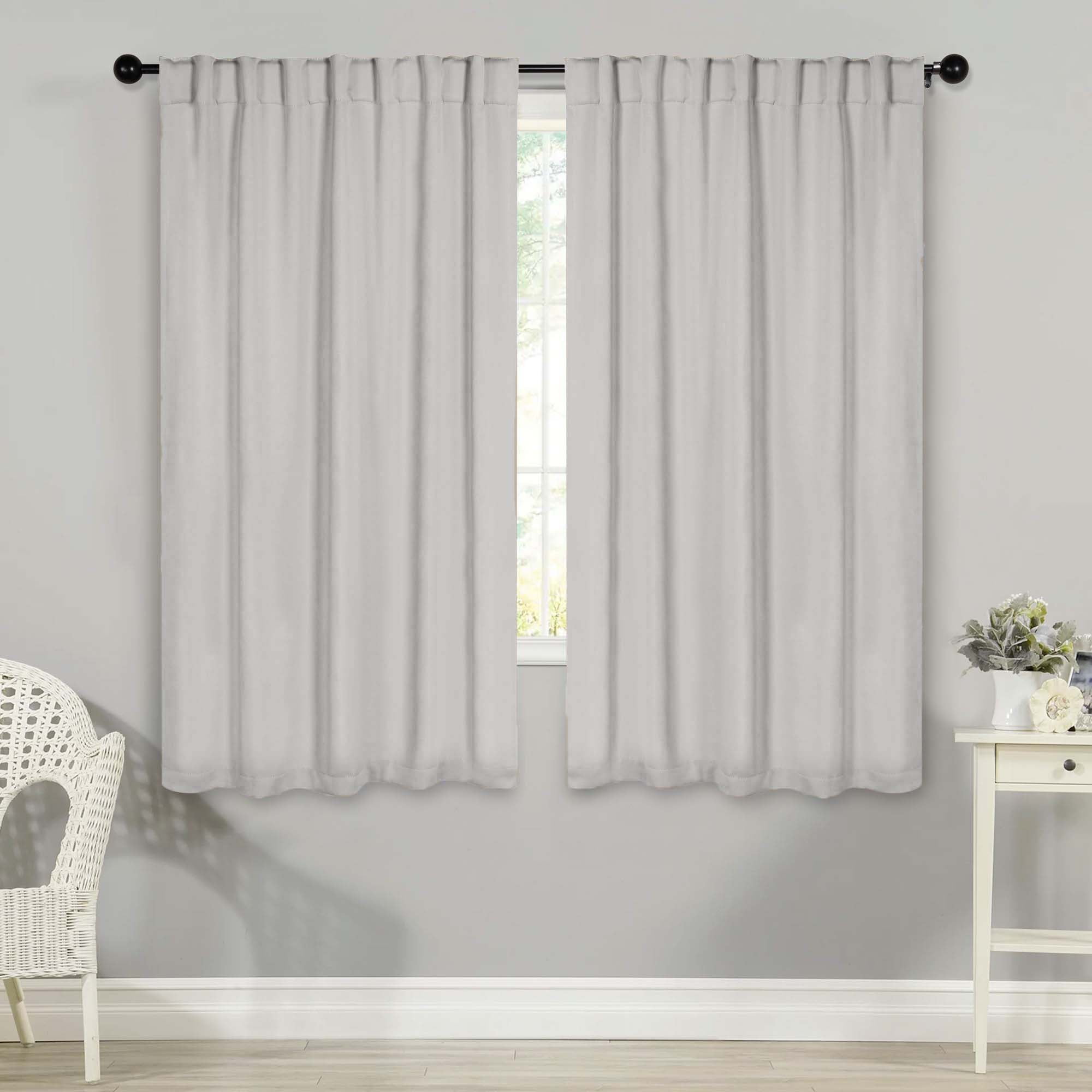 Superior Blackout Solid Light Filtering Back Tab Curtain Panel Set, 42" x 63", Chrome