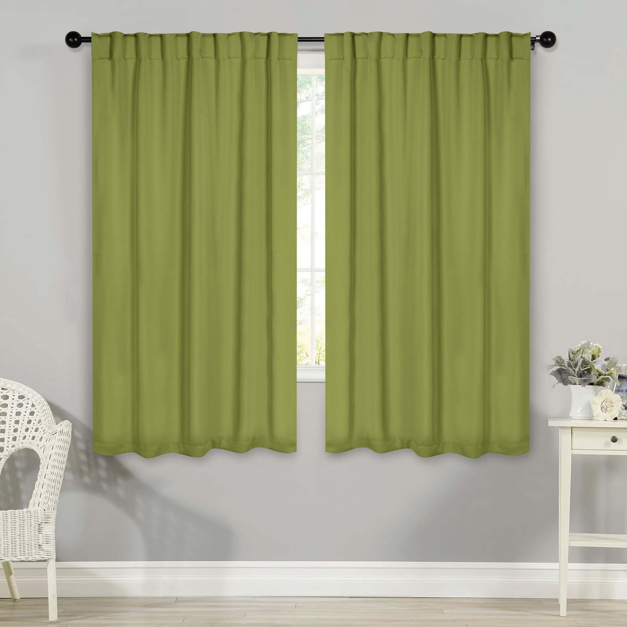 Sage Blackout Back Tab Polyester Window Panels, 42" x 63"
