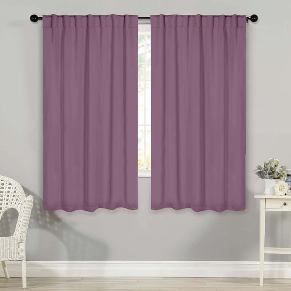 Superior Blackout Solid Light Filtering Back Tab Curtain Panel Set, 42" x 63", Wisteria