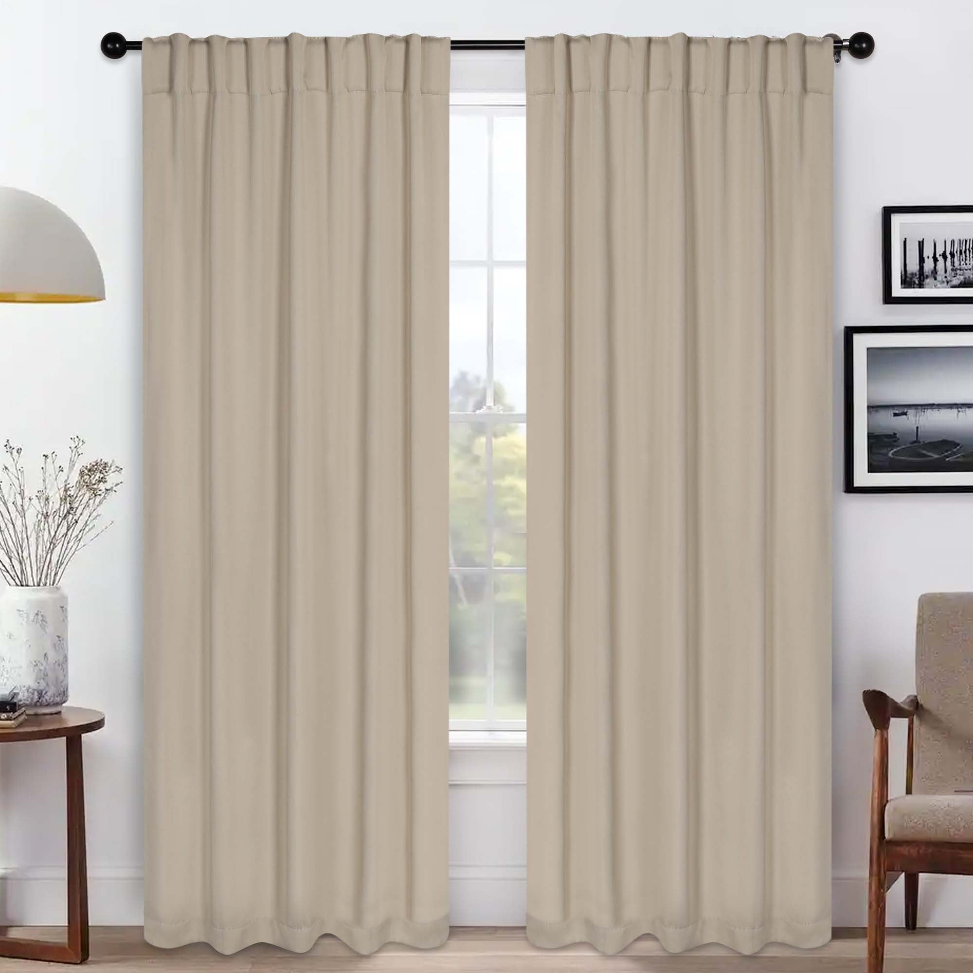 Superior Blackout Solid Light Filtering Back Tab Curtain Panel Set, 42" x 84", Ivory