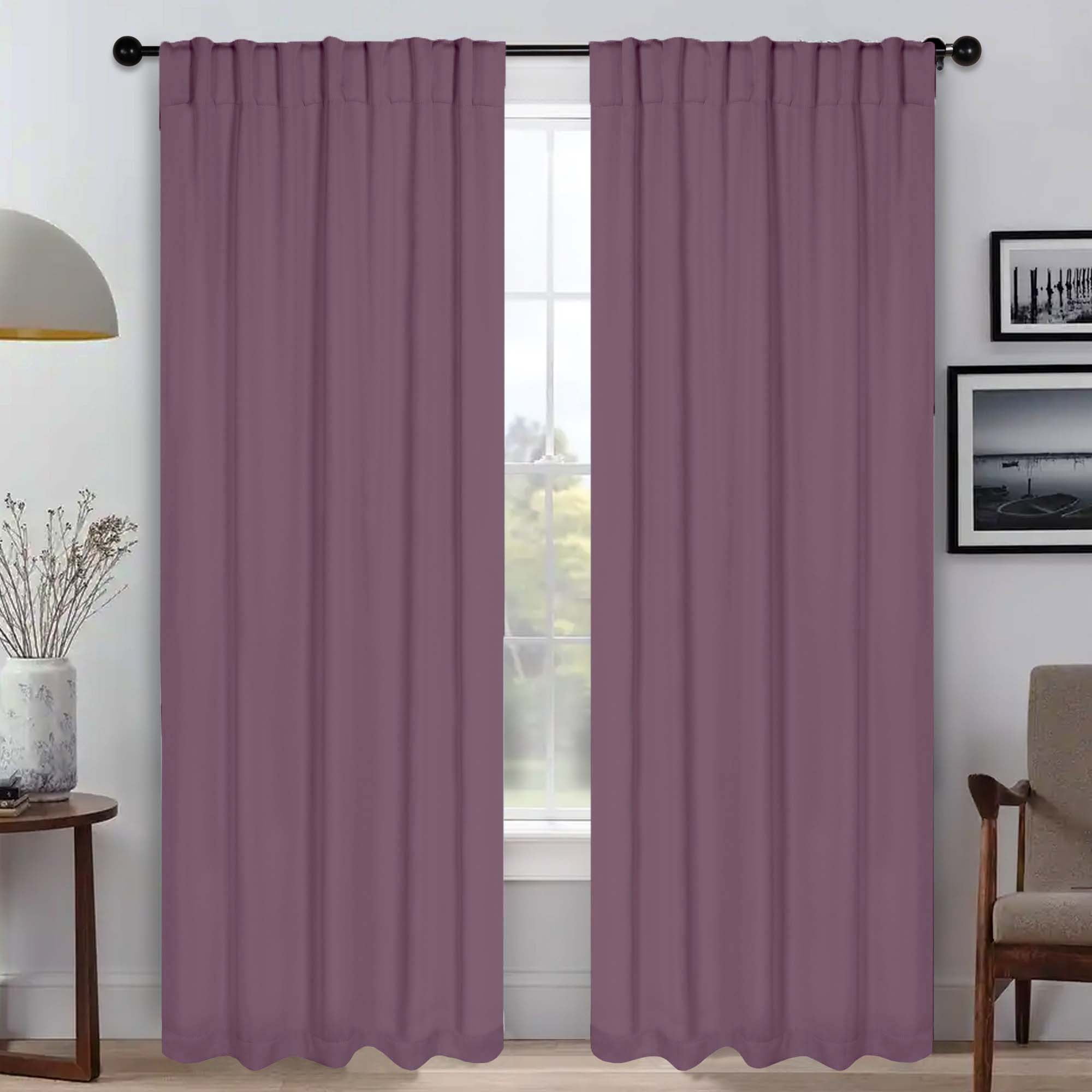 Superior Blackout Solid Light Filtering Back Tab Curtain Panel Set, 42" x 96", Wisteria