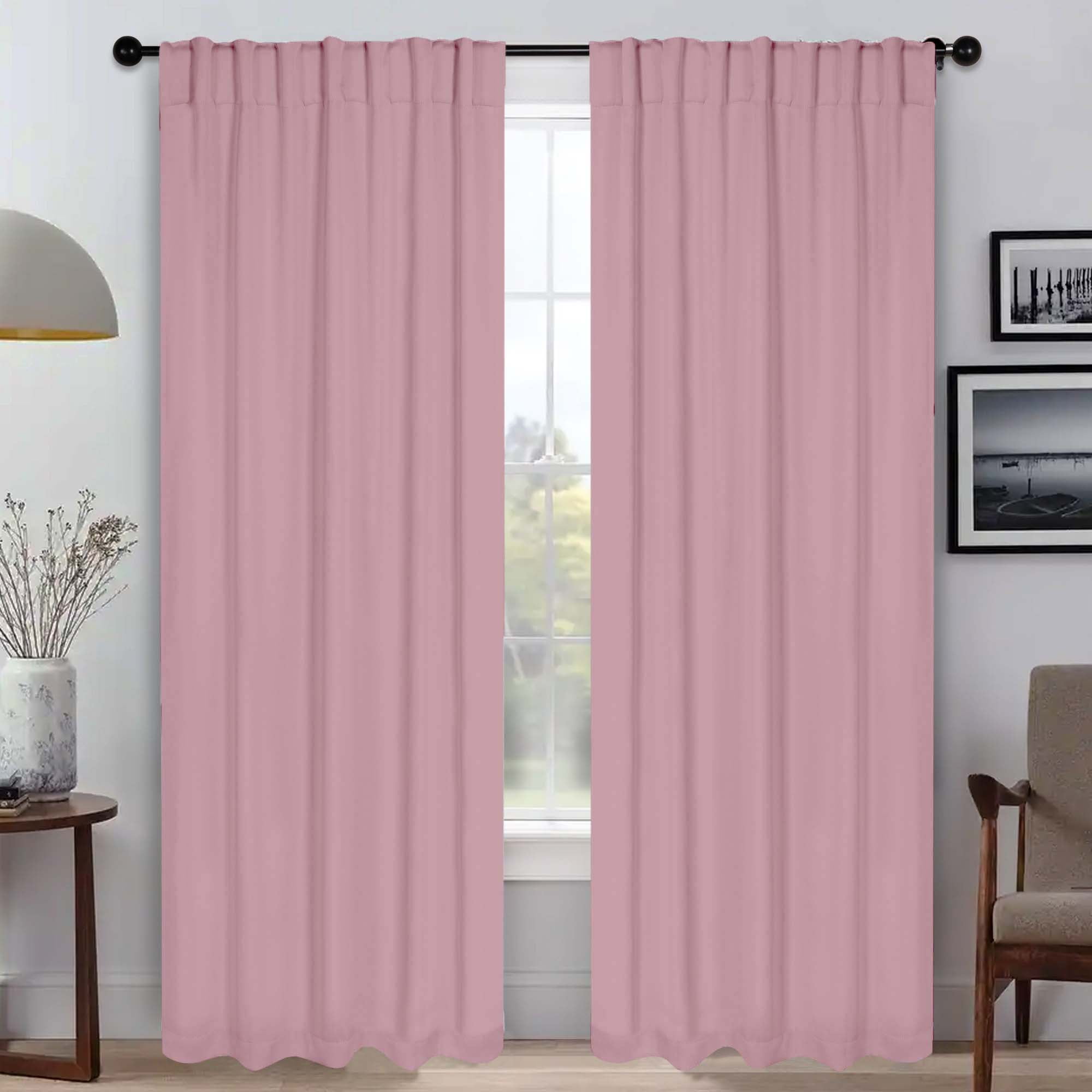 Superior Blackout Solid Light Filtering Back Tab Curtain Panel Set, 52" x 108", Mauve chalk