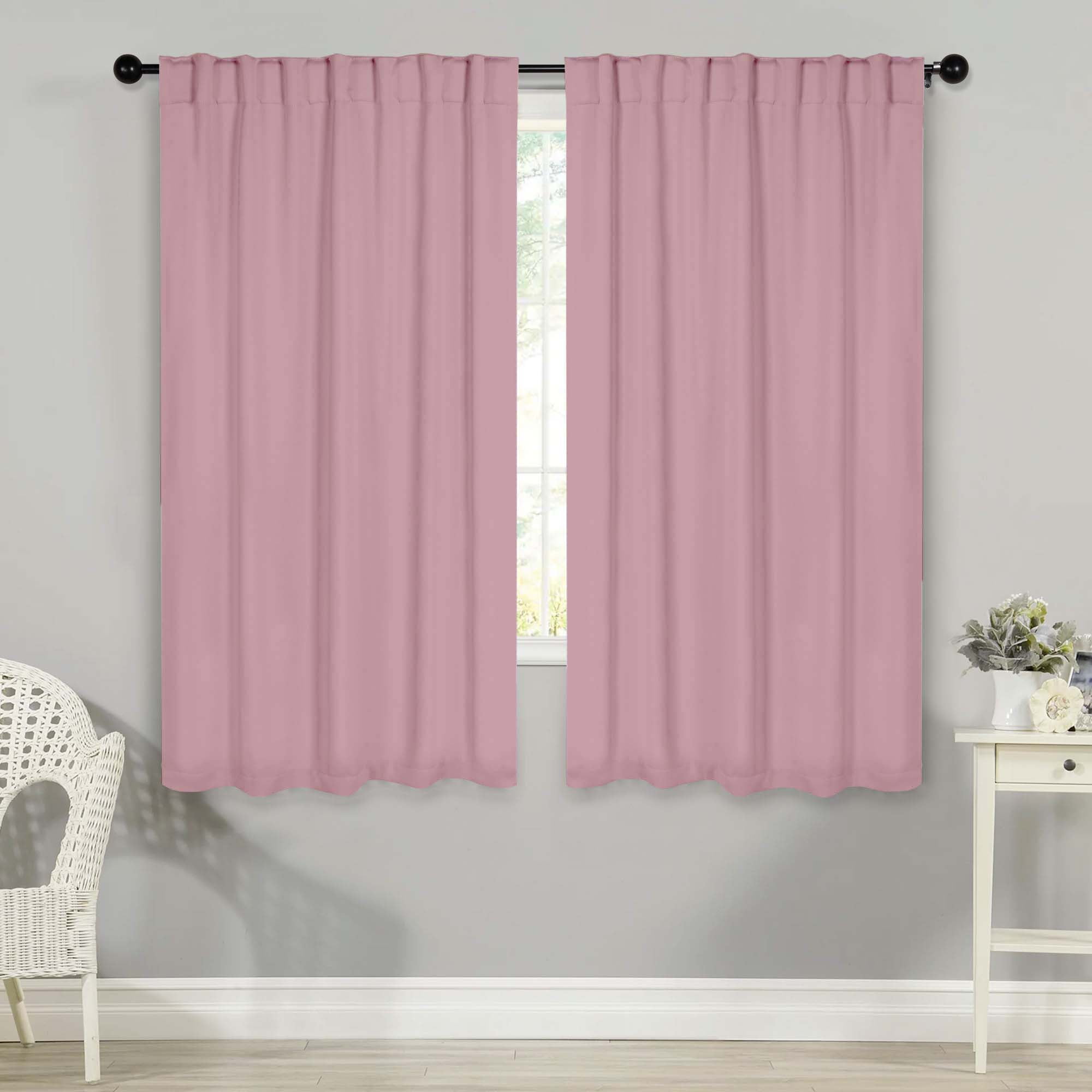 Superior Blackout Solid Light Filtering Back Tab Curtain Panel Set, 52" x 63", Mauve chalk