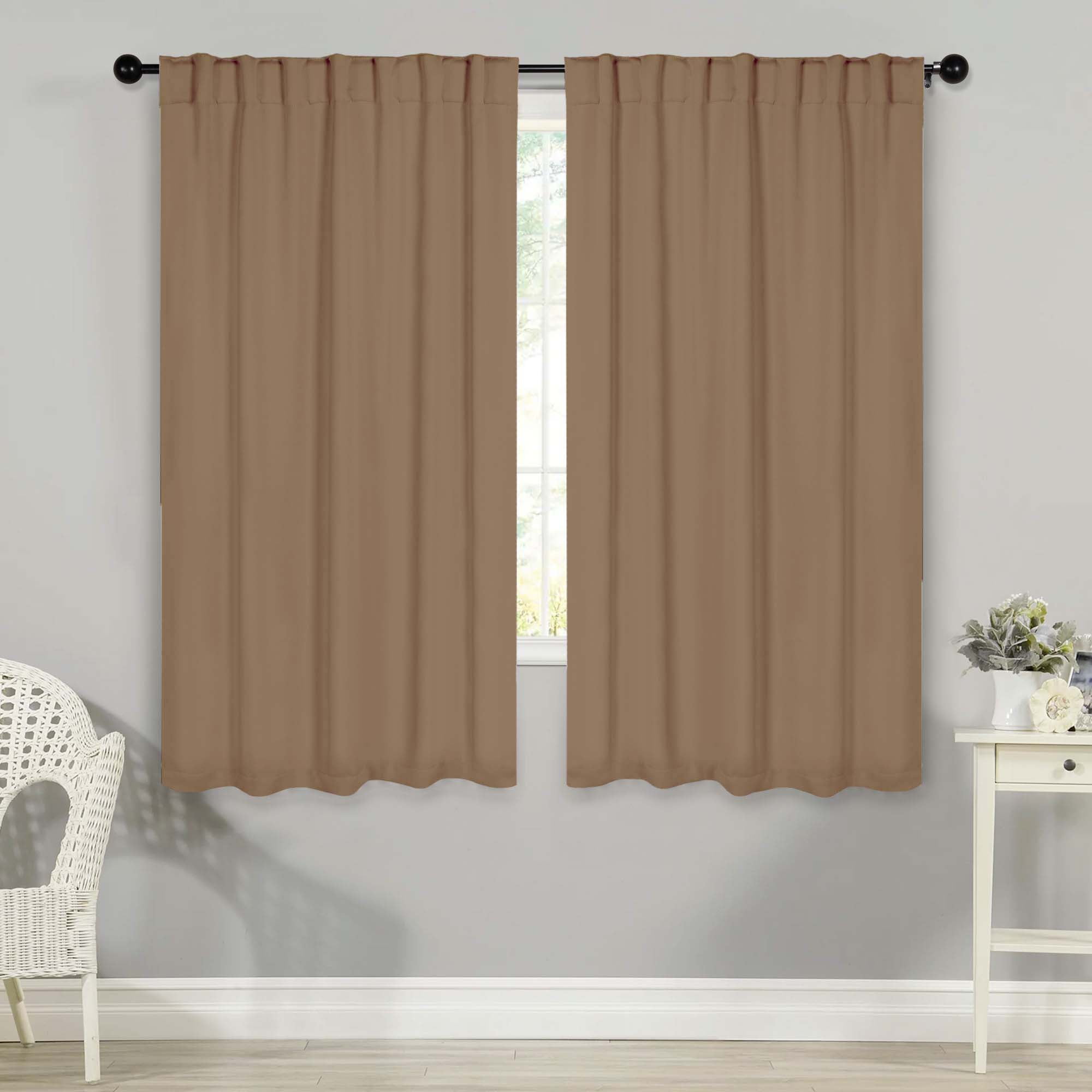 Smokey Ash Polyester Blackout Back Tab Curtains, 52" x 63"