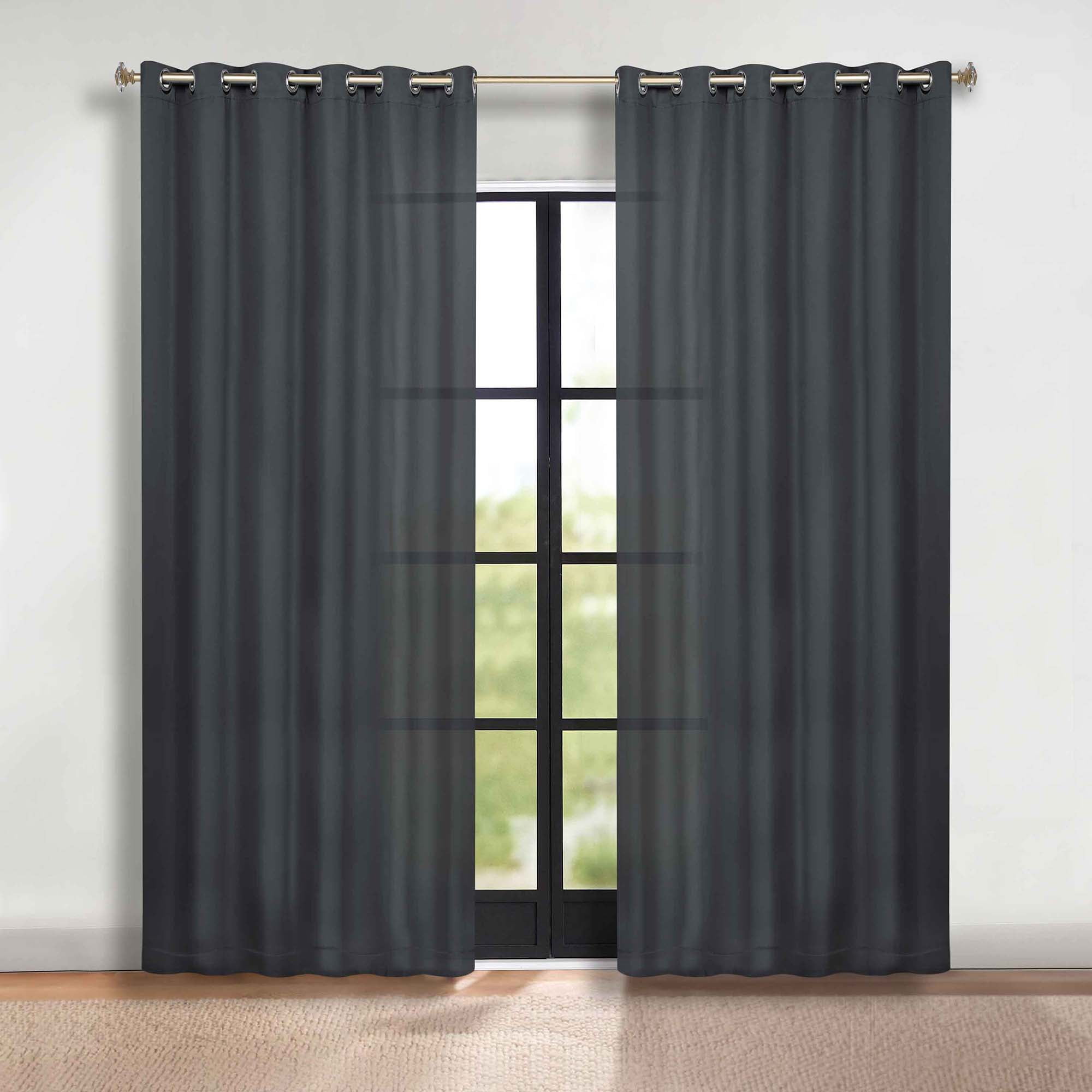 Superior Blackout Solid Light Filtering Grommet Curtain Panel Set, 70" x 108", Grey