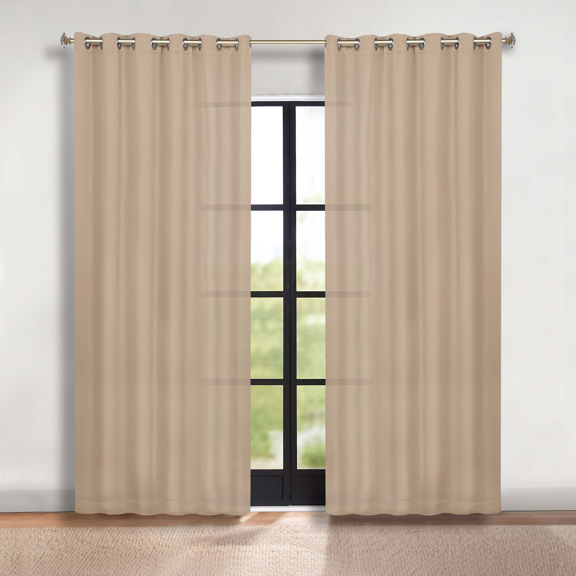 Superior Blackout Solid Light Filtering Grommet Curtain Panel Set, 70" x 120", Smoked Ash