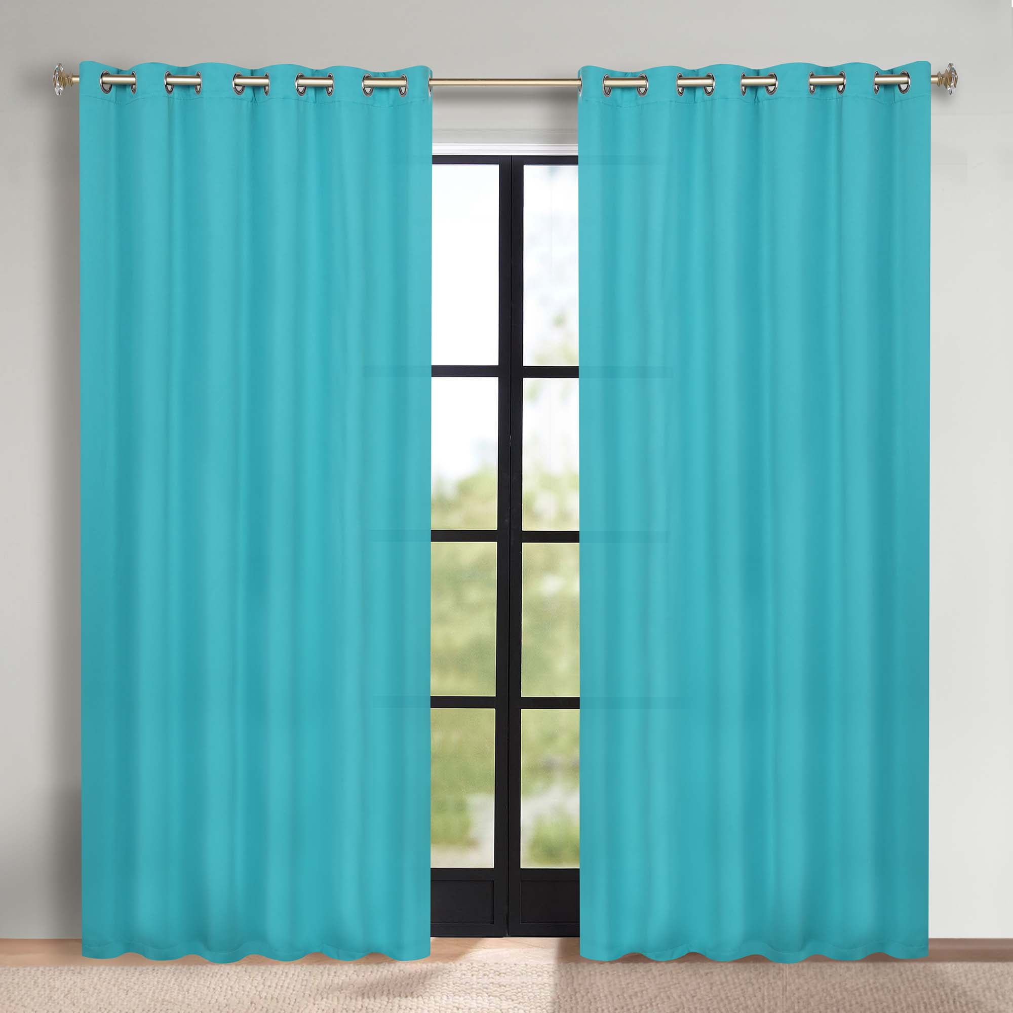 Superior Blackout Solid Light Filtering Grommet Curtain Panel Set, 70" x 84", Aqua