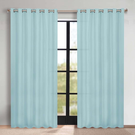 Superior Blackout Solid Light Filtering Grommet Curtain Panel Set, 70" x 84", Green Lily