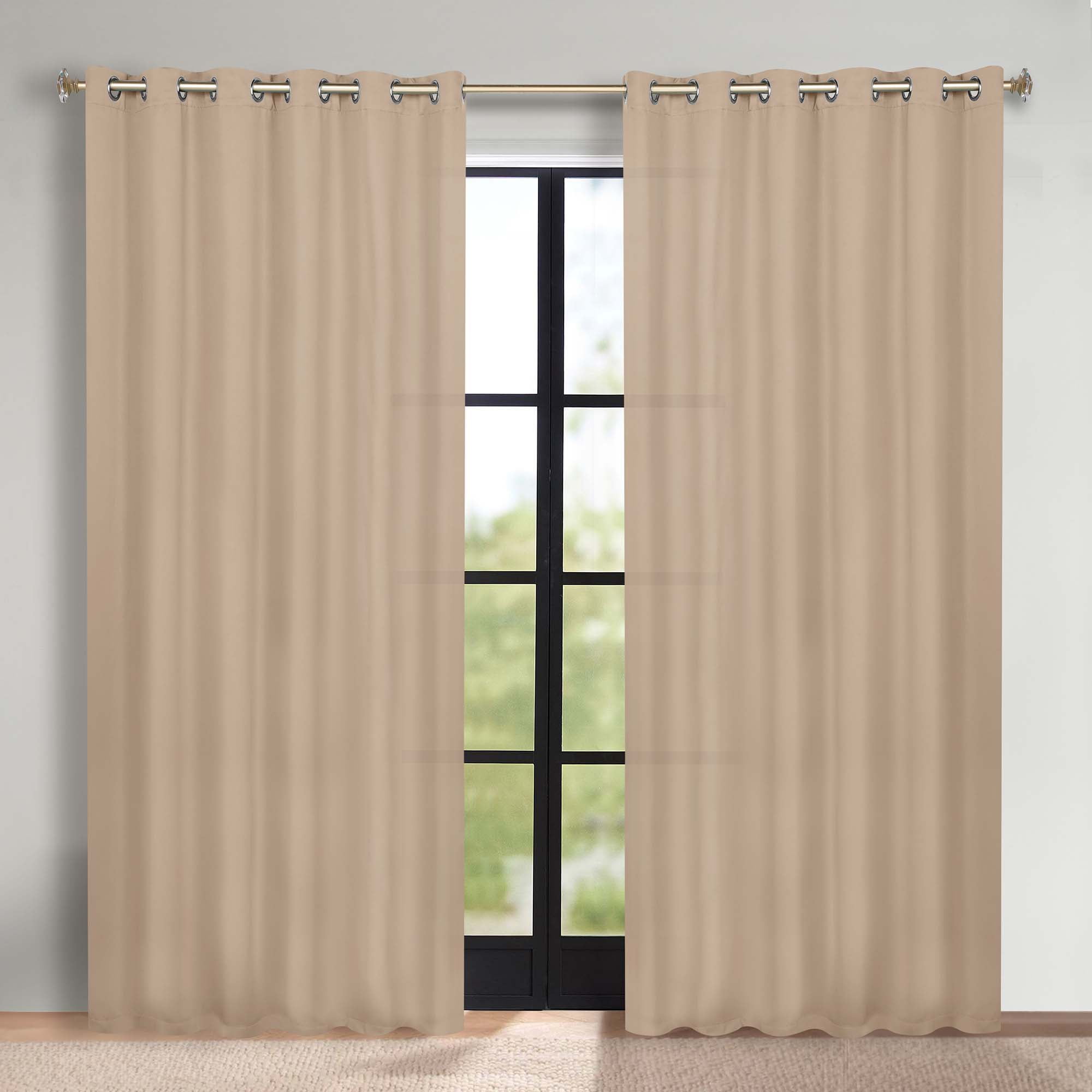 Superior Blackout Solid Light Filtering Grommet Curtain Panel Set, 70" x 84", Smoked Ash