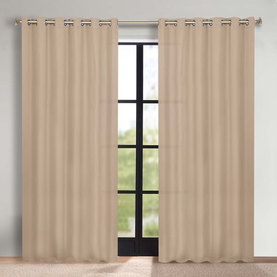 Superior Blackout Solid Light Filtering Grommet Curtain Panel Set, 70" x 84", Smoked Ash