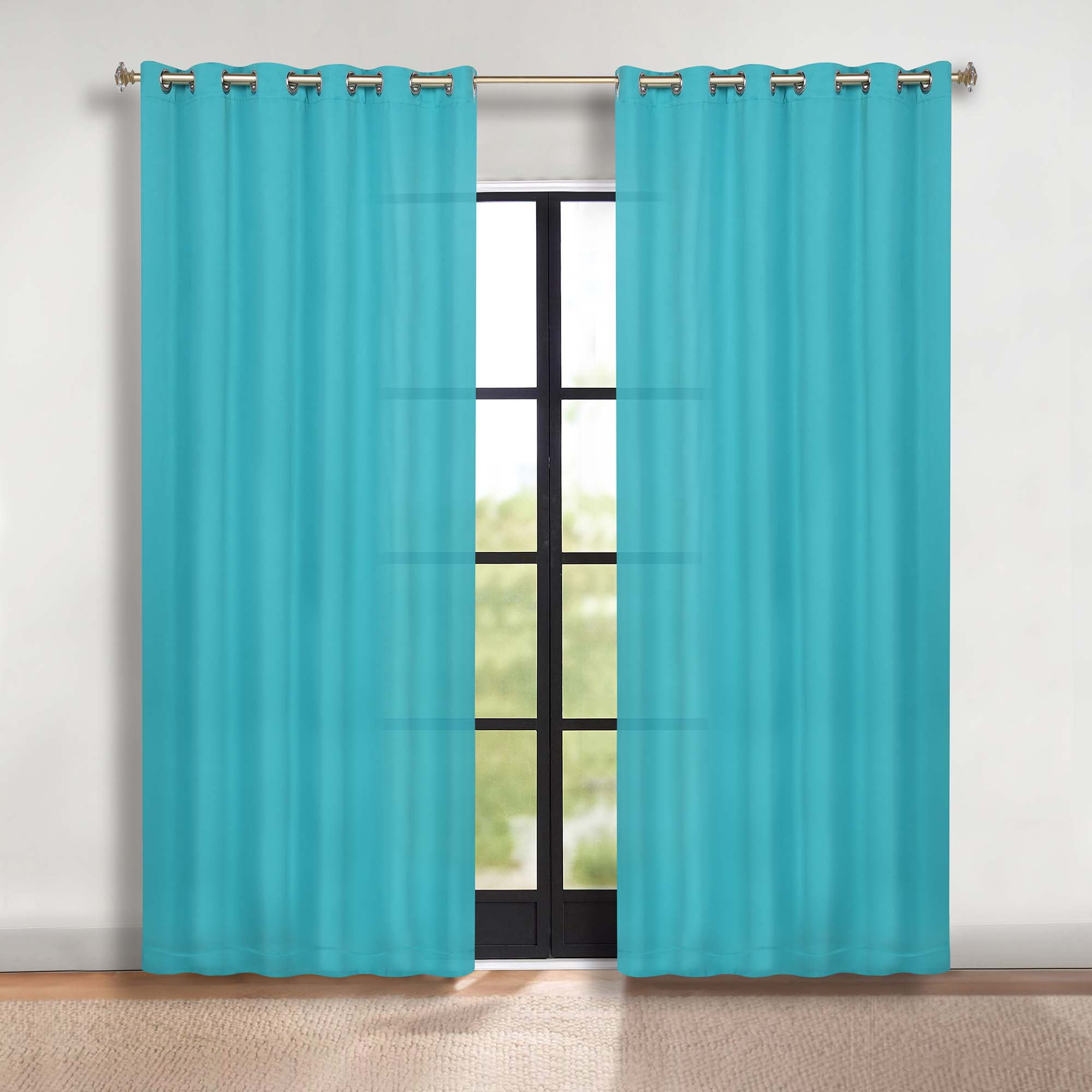 Superior Blackout Solid Light Filtering Grommet Curtain Panel Set, 70" x 96", Aqua